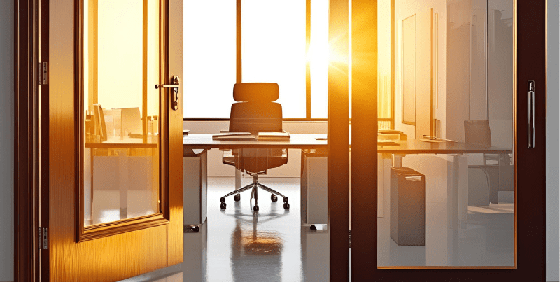 open door to an office