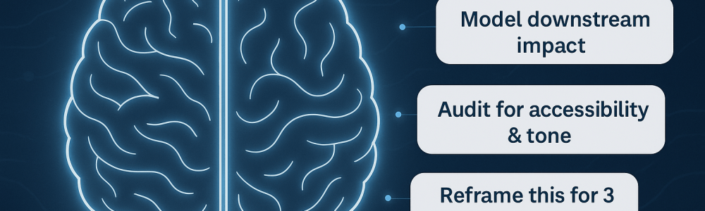 brain with floating AI prompts