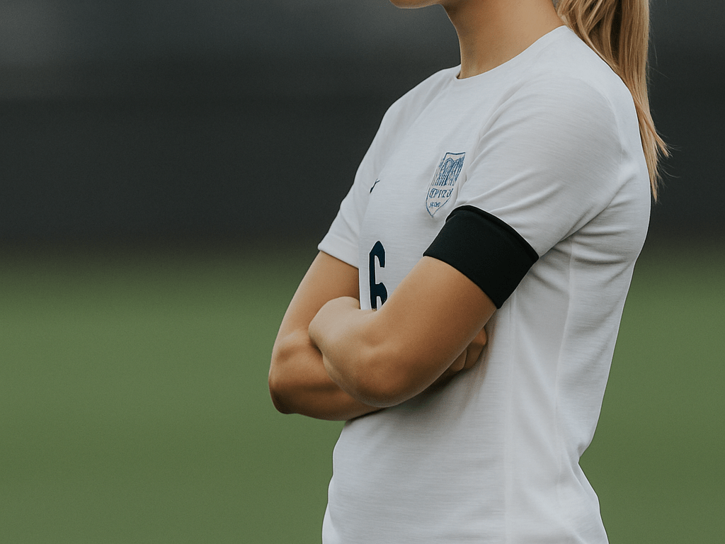 number 6 soccer player, arms crossed