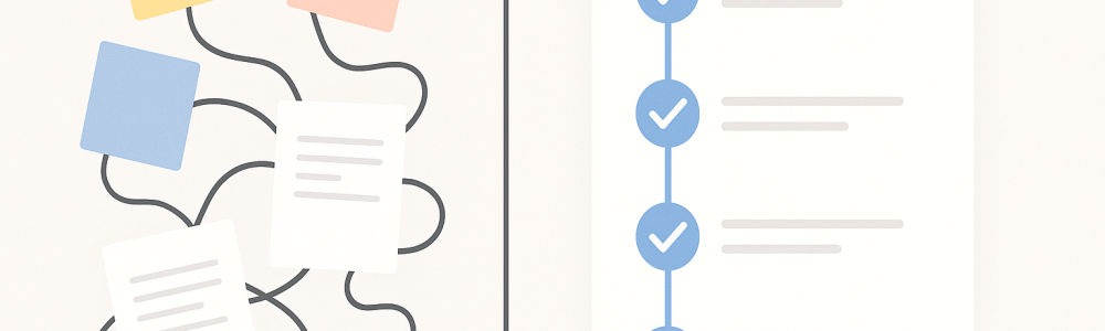 cluttered items versus streamlined workflow