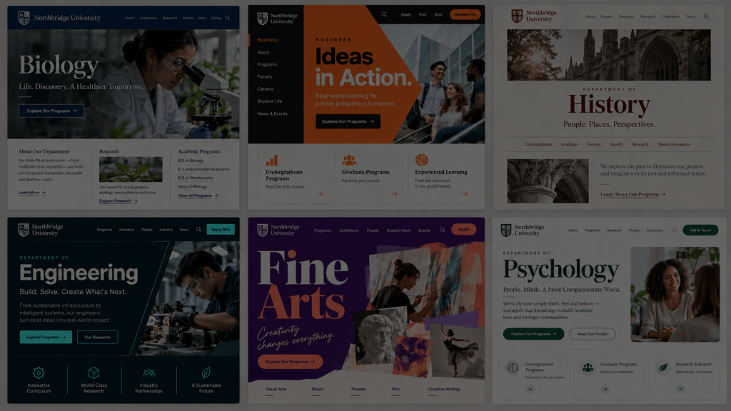 gallery of program pages where every page looks different